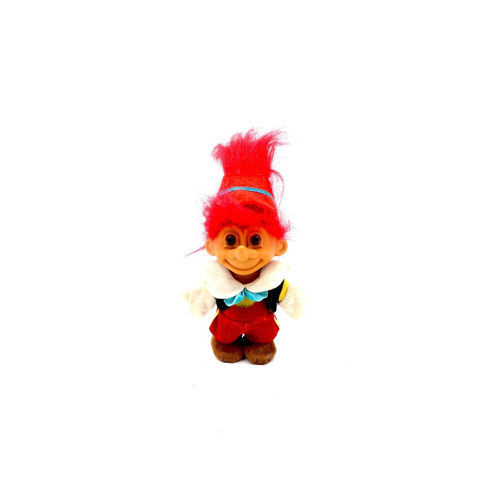 Vintage Russ Berrie‎ Pinocchio Troll Doll 1990s Red Hair Fairy Tale Collectible